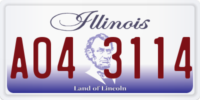 IL license plate A043114