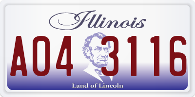 IL license plate A043116