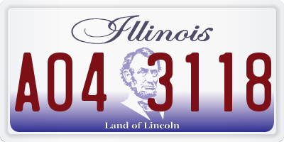 IL license plate A043118