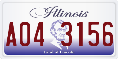 IL license plate A043156