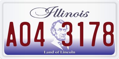 IL license plate A043178