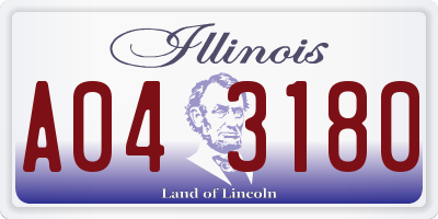 IL license plate A043180
