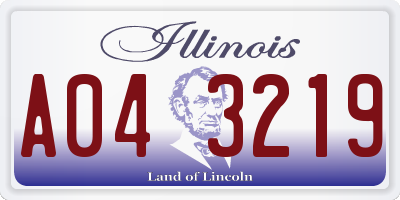 IL license plate A043219