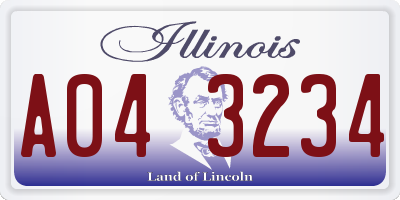 IL license plate A043234