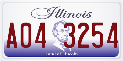 IL license plate A043254
