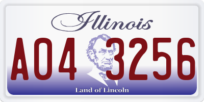 IL license plate A043256