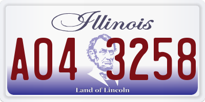 IL license plate A043258