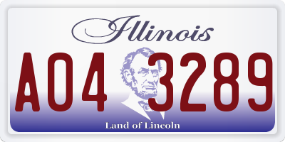 IL license plate A043289