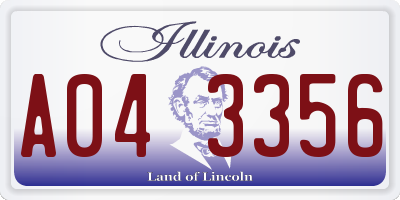 IL license plate A043356
