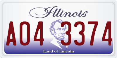 IL license plate A043374