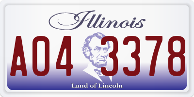 IL license plate A043378