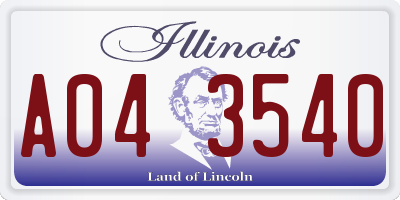 IL license plate A043540