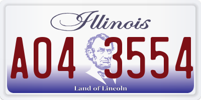 IL license plate A043554