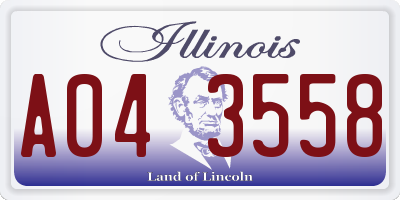 IL license plate A043558