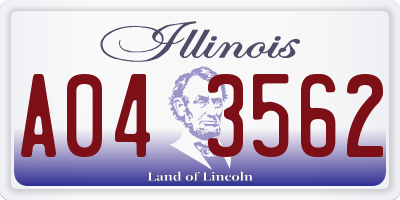 IL license plate A043562