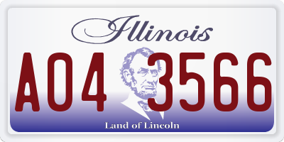 IL license plate A043566