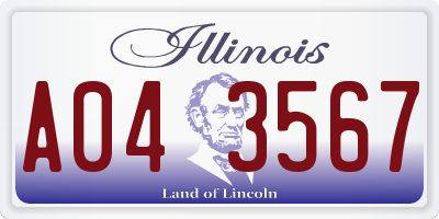 IL license plate A043567