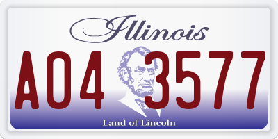 IL license plate A043577