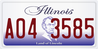 IL license plate A043585