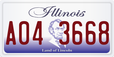 IL license plate A043668