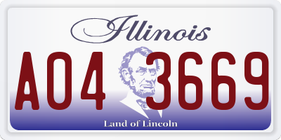 IL license plate A043669