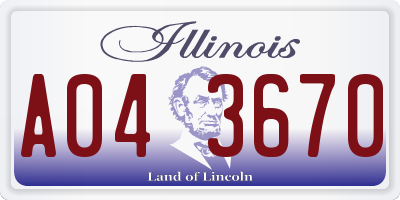 IL license plate A043670