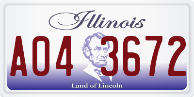 IL license plate A043672