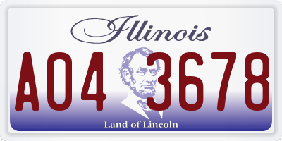 IL license plate A043678