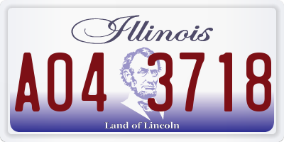 IL license plate A043718