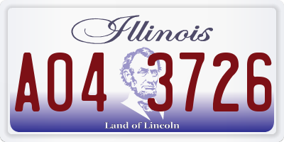 IL license plate A043726