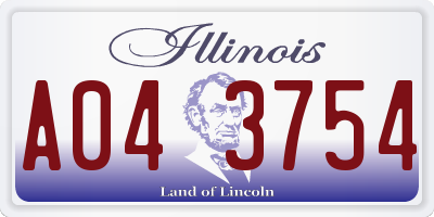 IL license plate A043754