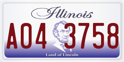 IL license plate A043758