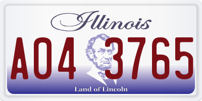 IL license plate A043765