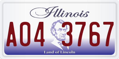 IL license plate A043767