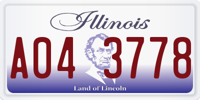 IL license plate A043778