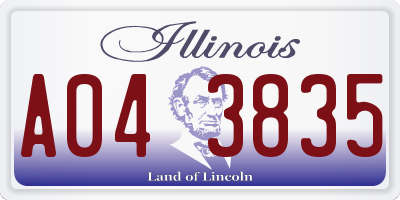IL license plate A043835