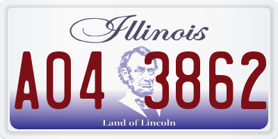 IL license plate A043862