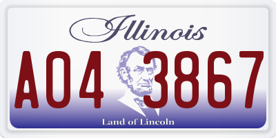 IL license plate A043867