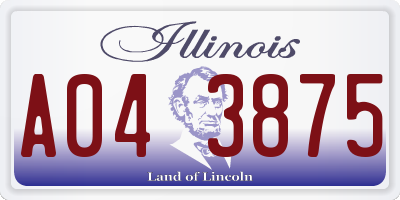 IL license plate A043875
