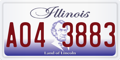 IL license plate A043883