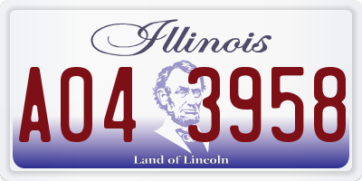 IL license plate A043958