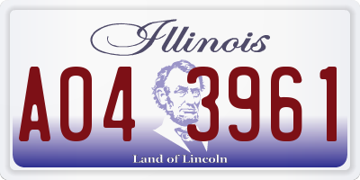 IL license plate A043961