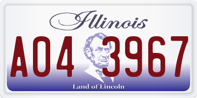 IL license plate A043967