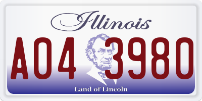 IL license plate A043980