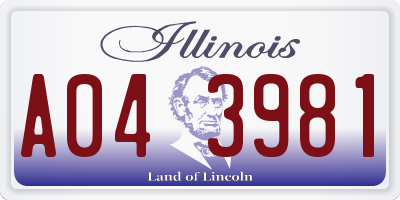 IL license plate A043981