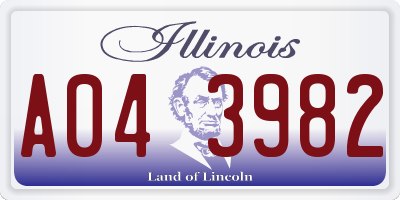 IL license plate A043982