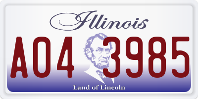 IL license plate A043985