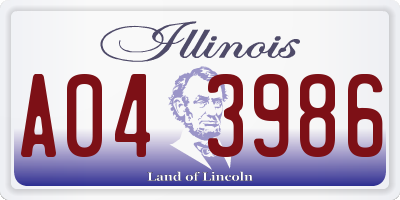 IL license plate A043986