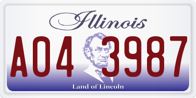 IL license plate A043987