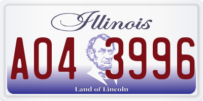 IL license plate A043996